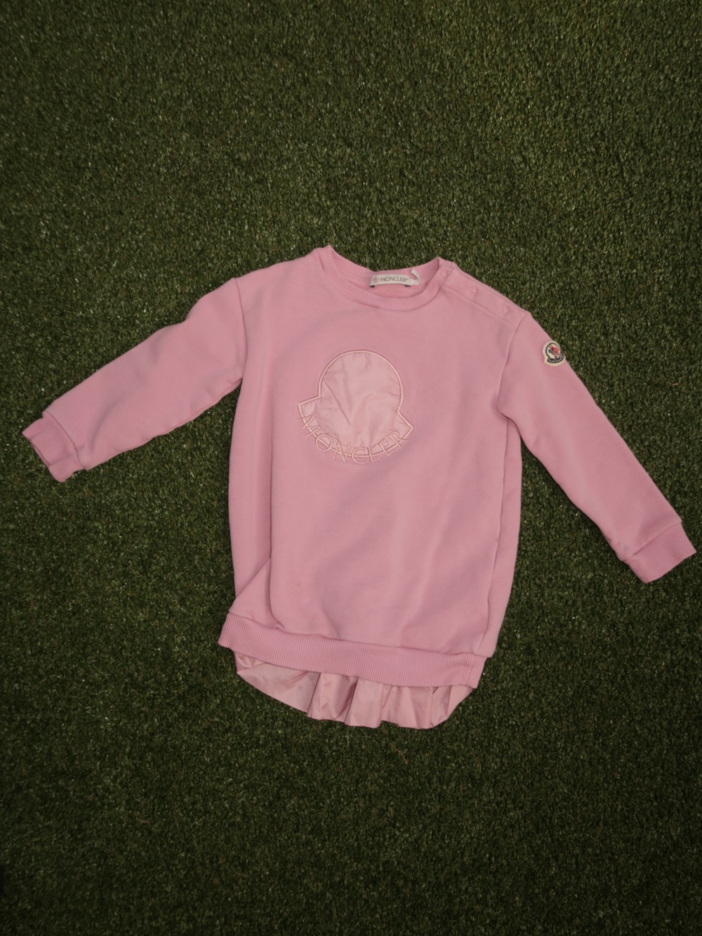 Moncler Pink Logo Ruffle-Hem Sweatshirt - Picture 3 of 5